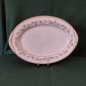 Noritake Monica Oval Platter - White with Gold & Gray trim